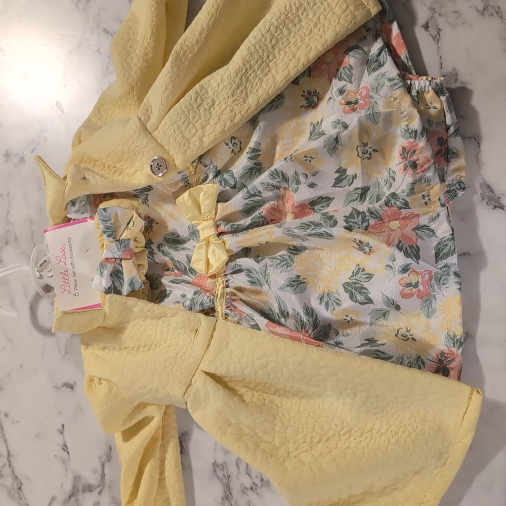 Floral baby dress with bow and jacket
